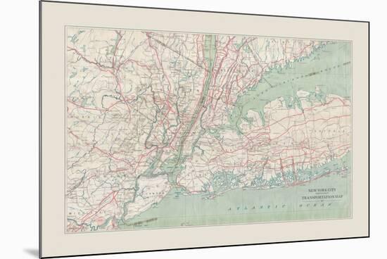 New York City Transportation Map-The Vintage Collection-Mounted Giclee Print
