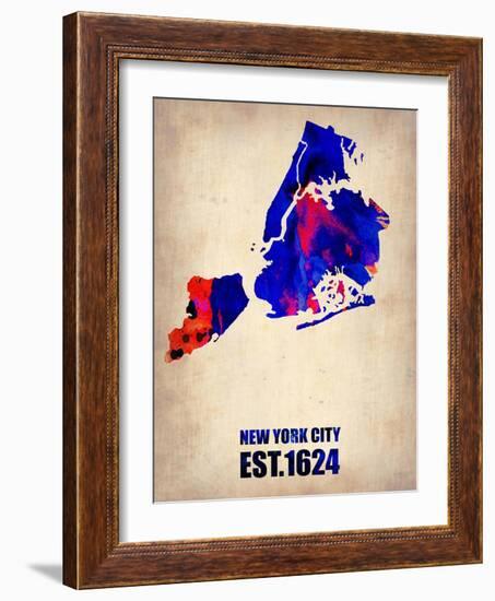 New York City Watercolor Map 1-NaxArt-Framed Art Print