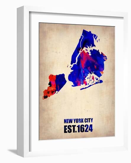 New York City Watercolor Map 1-NaxArt-Framed Art Print