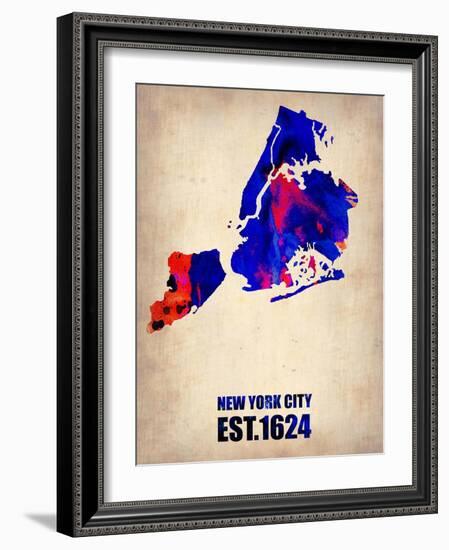 New York City Watercolor Map 1-NaxArt-Framed Art Print