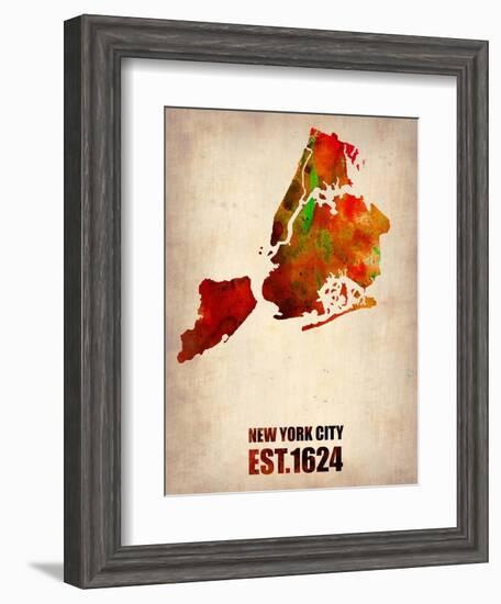 New York City Watercolor Map 2-NaxArt-Framed Art Print