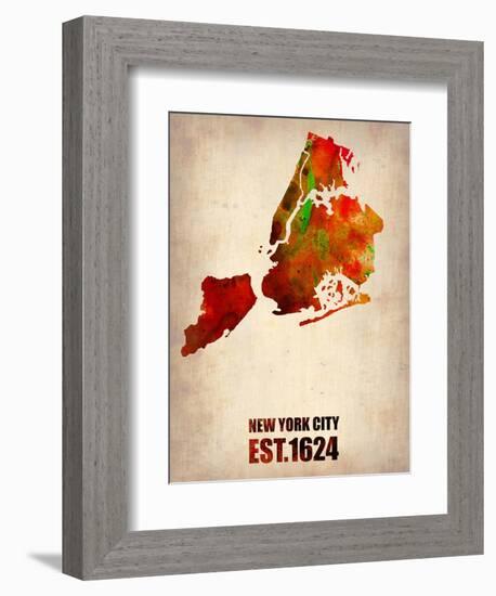 New York City Watercolor Map 2-NaxArt-Framed Art Print