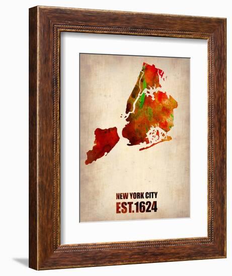 New York City Watercolor Map 2-NaxArt-Framed Art Print