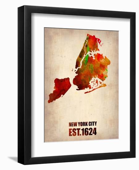 New York City Watercolor Map 2-NaxArt-Framed Art Print