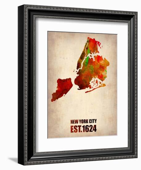 New York City Watercolor Map 2-NaxArt-Framed Art Print