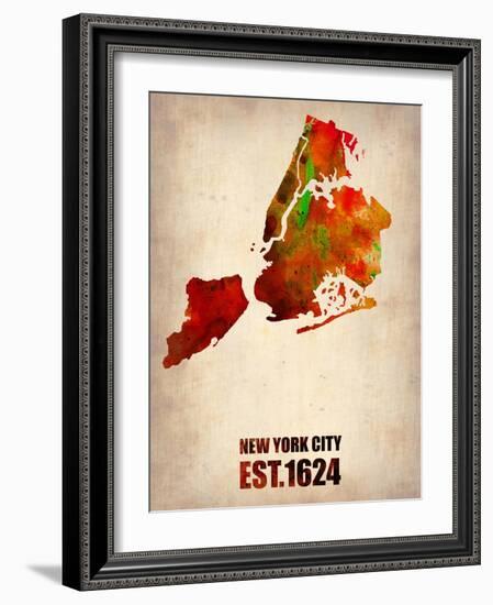 New York City Watercolor Map 2-NaxArt-Framed Art Print