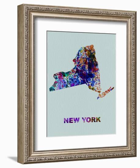 New York Color Splatter Map-NaxArt-Framed Art Print