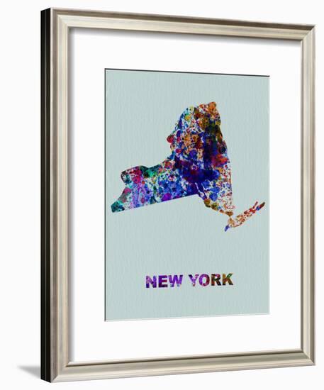 New York Color Splatter Map-NaxArt-Framed Art Print