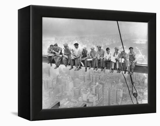 New York Construction Workers Lunching on a Crossbeam-null-Framed Premier Image Canvas