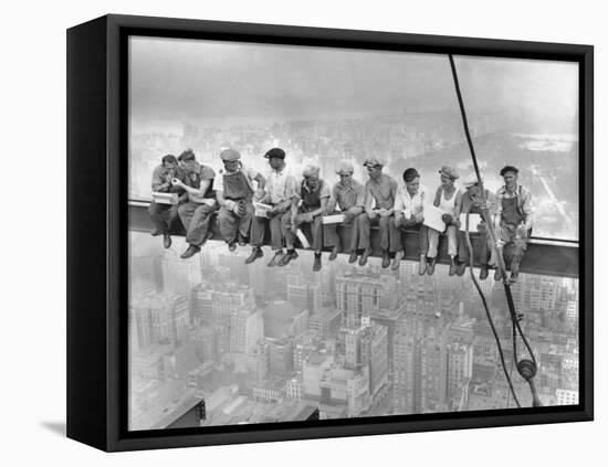 New York Construction Workers Lunching on a Crossbeam-null-Framed Premier Image Canvas