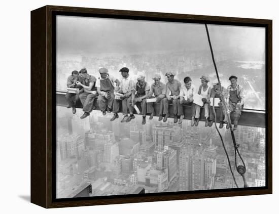 New York Construction Workers Lunching on a Crossbeam-null-Framed Premier Image Canvas