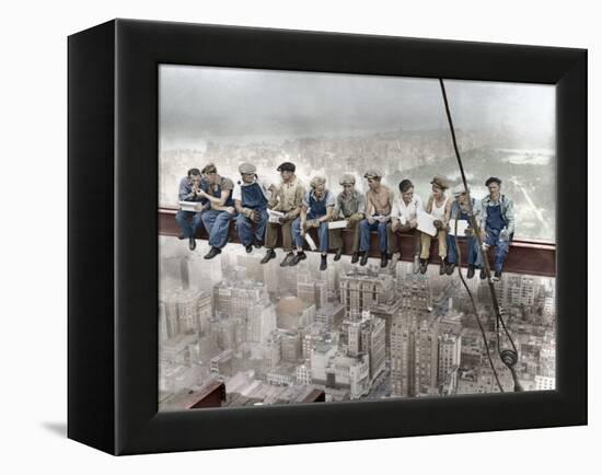 New York Construction Workers Lunching on a Crossbeam-null-Framed Premier Image Canvas