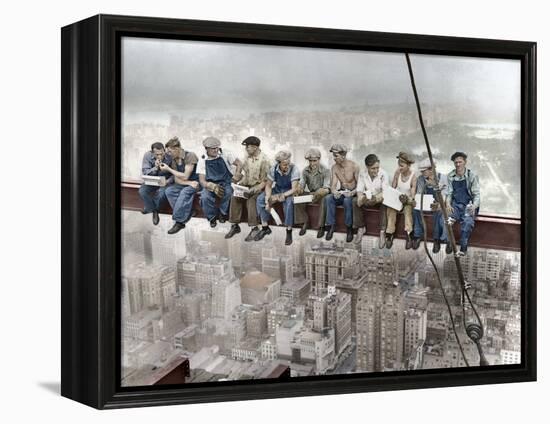 New York Construction Workers Lunching on a Crossbeam-null-Framed Premier Image Canvas