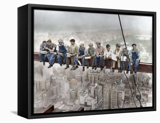 New York Construction Workers Lunching on a Crossbeam-null-Framed Premier Image Canvas