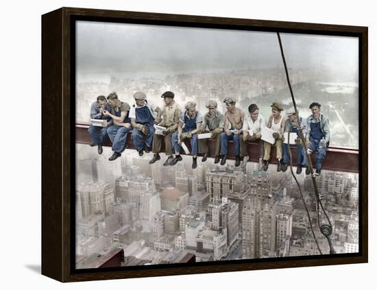 New York Construction Workers Lunching on a Crossbeam-null-Framed Premier Image Canvas