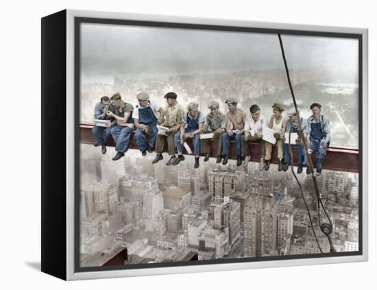 New York Construction Workers Lunching on a Crossbeam-null-Framed Premier Image Canvas
