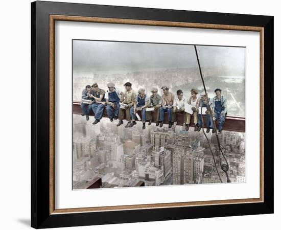 New York Construction Workers Lunching on a Crossbeam--Framed Photographic Print