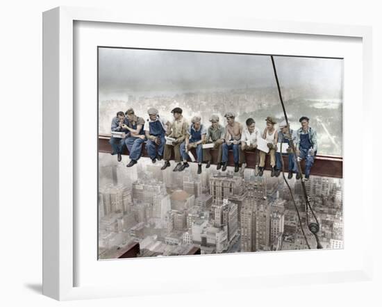 New York Construction Workers Lunching on a Crossbeam--Framed Photographic Print