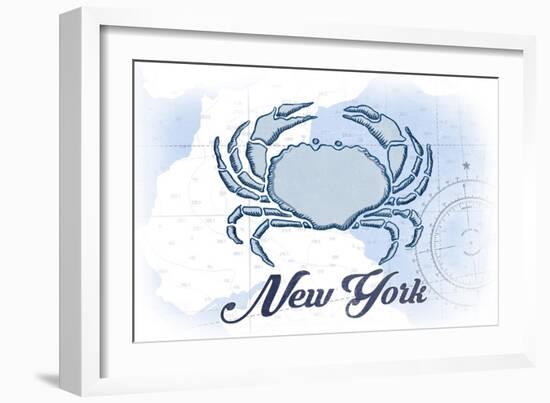 New York - Crab - Blue - Coastal Icon-Lantern Press-Framed Art Print