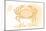 New York - Crab - Yellow - Coastal Icon-Lantern Press-Mounted Art Print