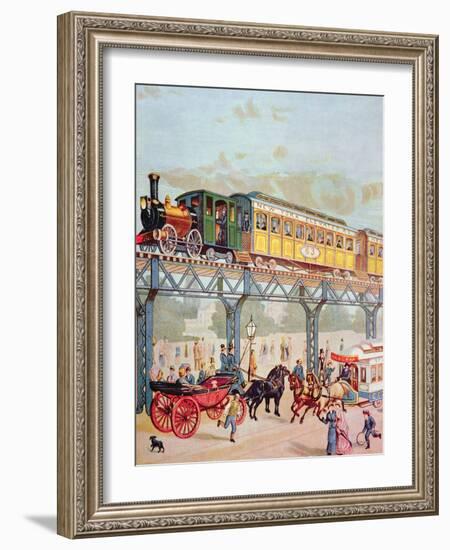 New York Elevated Railway, C.1880-American School-Framed Giclee Print