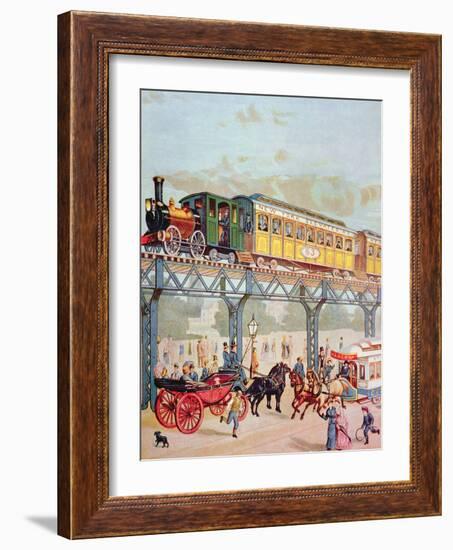 New York Elevated Railway, C.1880-American School-Framed Giclee Print