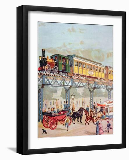 New York Elevated Railway, C.1880-American School-Framed Giclee Print