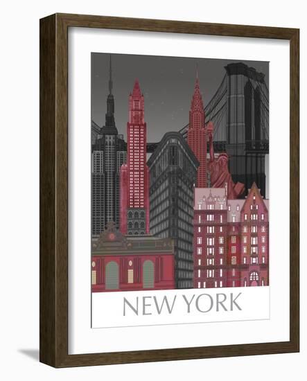 New York Elevations by Night Red-Fab Funky-Framed Art Print