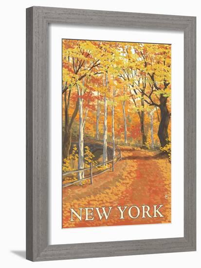 New York - Fall Colors Scene-Lantern Press-Framed Art Print