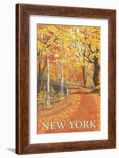 New York - Fall Colors Scene-Lantern Press-Framed Art Print