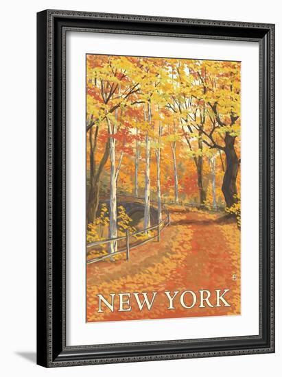 New York - Fall Colors Scene-Lantern Press-Framed Art Print