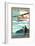 New York - Float Plane and Fisherman-Lantern Press-Framed Art Print