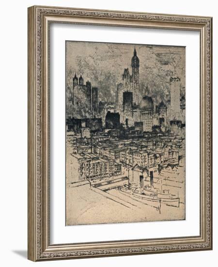 'New York From Brooklyn Bridge', c1908-Joseph Pennell-Framed Giclee Print