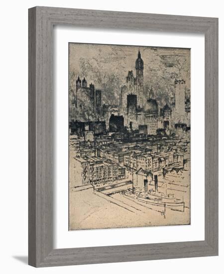 'New York From Brooklyn Bridge', c1908-Joseph Pennell-Framed Giclee Print