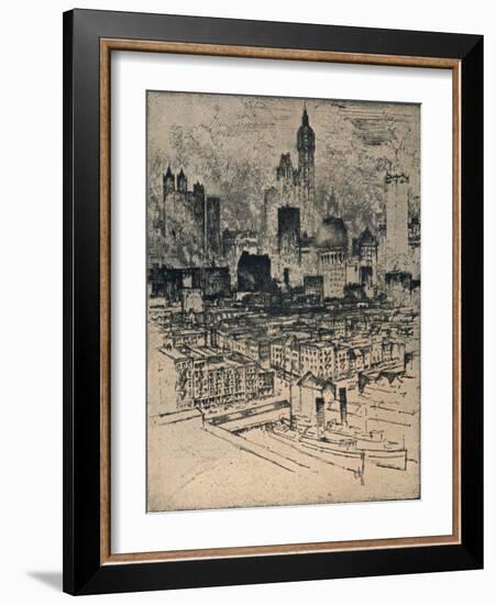 'New York From Brooklyn Bridge', c1908-Joseph Pennell-Framed Giclee Print