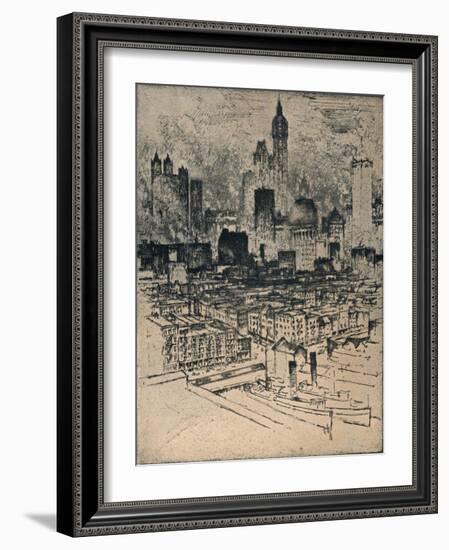 'New York From Brooklyn Bridge', c1908-Joseph Pennell-Framed Giclee Print