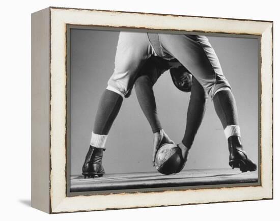 New York Giants Captain Mel Hein Demonstrating Center Pass-Gjon Mili-Framed Premier Image Canvas