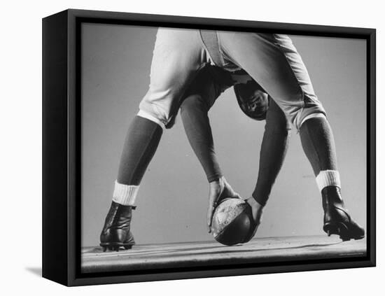 New York Giants Captain Mel Hein Demonstrating Center Pass-Gjon Mili-Framed Premier Image Canvas