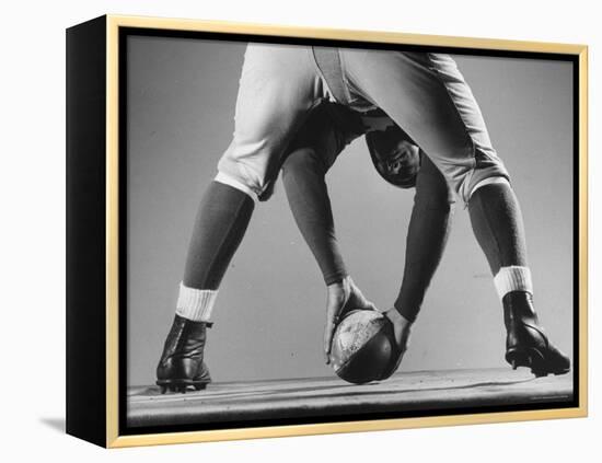 New York Giants Captain Mel Hein Demonstrating Center Pass-Gjon Mili-Framed Premier Image Canvas