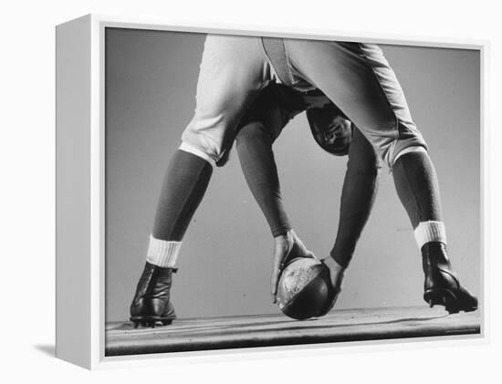 New York Giants Captain Mel Hein Demonstrating Center Pass-Gjon Mili-Framed Premier Image Canvas