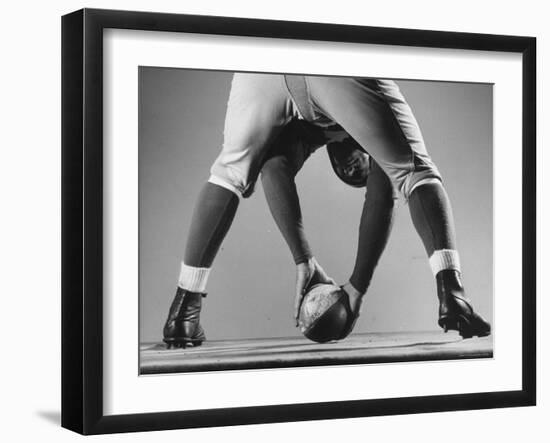 New York Giants Captain Mel Hein Demonstrating Center Pass-Gjon Mili-Framed Premium Photographic Print