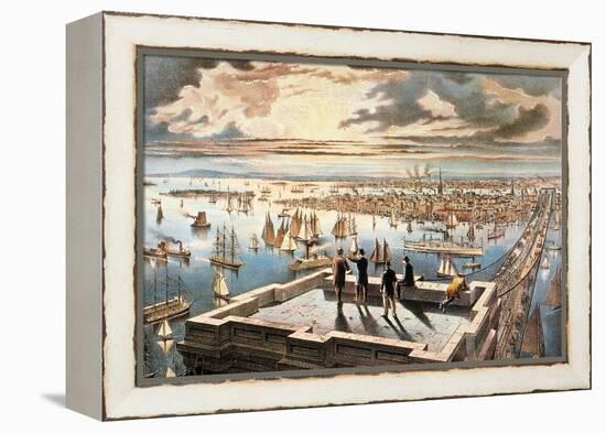 New York Harbor, c1882-Currier & Ives-Framed Premier Image Canvas