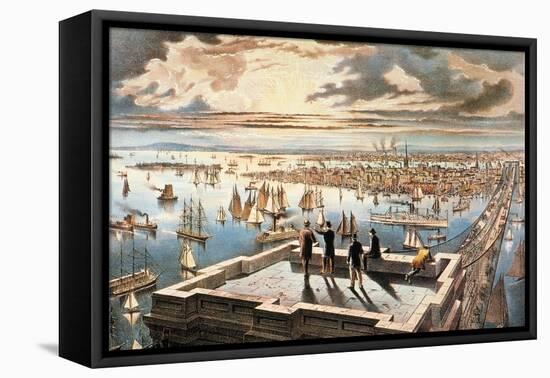 New York Harbor, c1882-Currier & Ives-Framed Premier Image Canvas