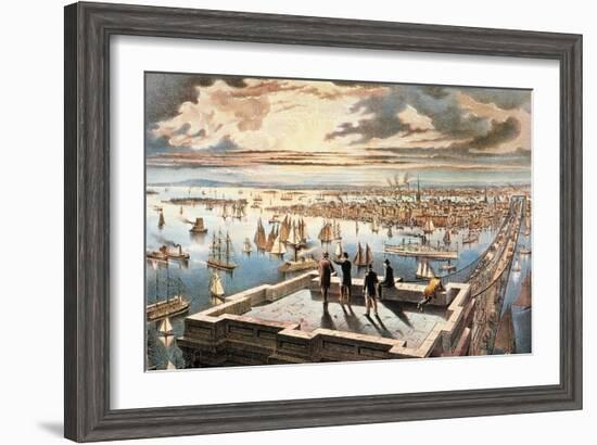 New York Harbor, c1882-Currier & Ives-Framed Giclee Print