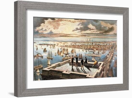 New York Harbor, c1882-Currier & Ives-Framed Giclee Print