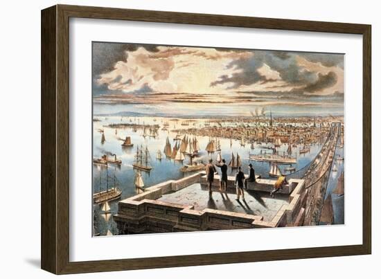 New York Harbor, c1882-Currier & Ives-Framed Giclee Print