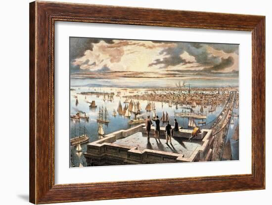 New York Harbor, c1882-Currier & Ives-Framed Giclee Print