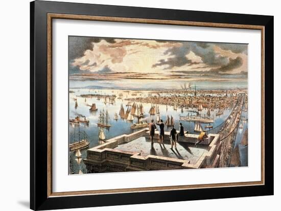 New York Harbor, c1882-Currier & Ives-Framed Giclee Print