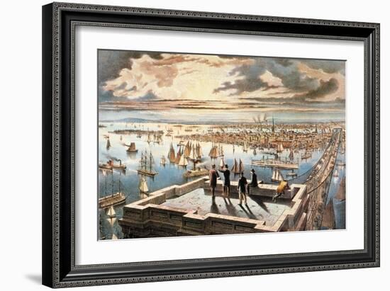 New York Harbor, c1882-Currier & Ives-Framed Giclee Print