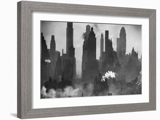 New York Harbor with Its Majestic Silhouette of Skyscrapers Looking Straight Down Bustling 42nd St.-Andreas Feininger-Framed Giclee Print